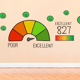 graphic of arrow pointing at excellent credit score
